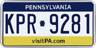 PA license plate KPR9281