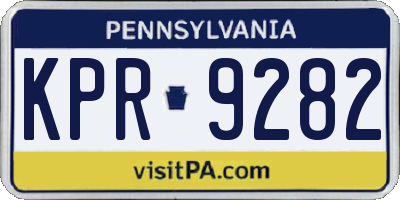 PA license plate KPR9282