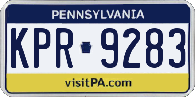 PA license plate KPR9283