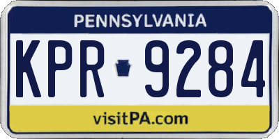 PA license plate KPR9284