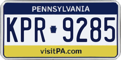PA license plate KPR9285