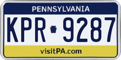 PA license plate KPR9287