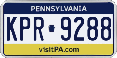PA license plate KPR9288