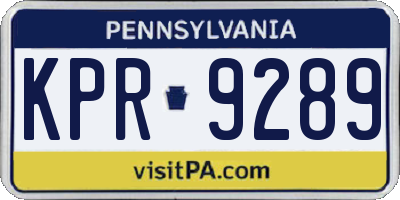 PA license plate KPR9289