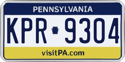 PA license plate KPR9304