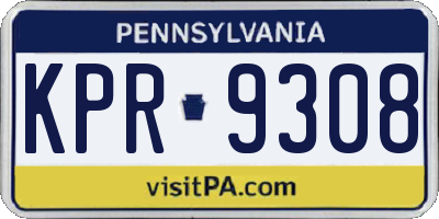PA license plate KPR9308