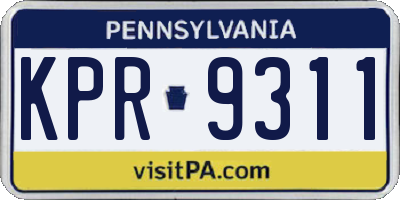 PA license plate KPR9311