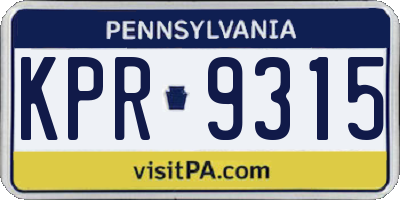 PA license plate KPR9315