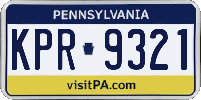 PA license plate KPR9321