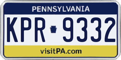 PA license plate KPR9332