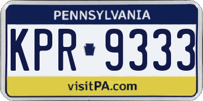 PA license plate KPR9333