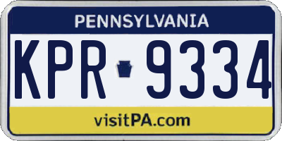 PA license plate KPR9334