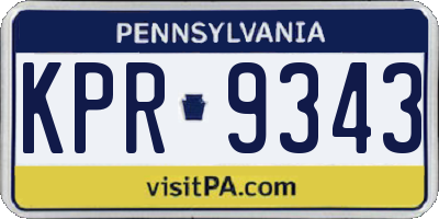 PA license plate KPR9343
