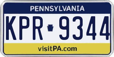 PA license plate KPR9344