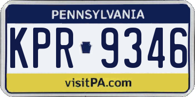 PA license plate KPR9346