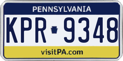 PA license plate KPR9348