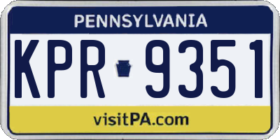 PA license plate KPR9351