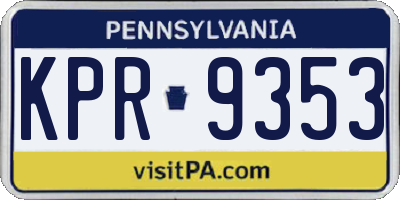 PA license plate KPR9353