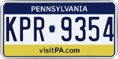 PA license plate KPR9354