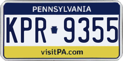 PA license plate KPR9355