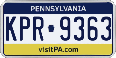 PA license plate KPR9363