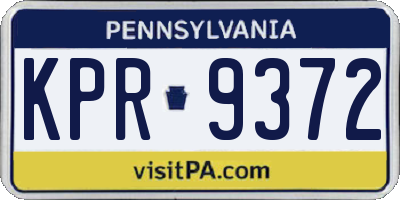 PA license plate KPR9372