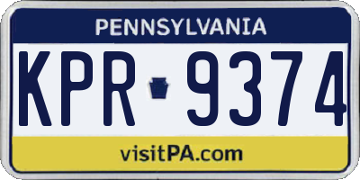 PA license plate KPR9374