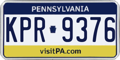 PA license plate KPR9376