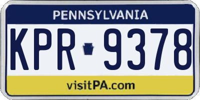 PA license plate KPR9378