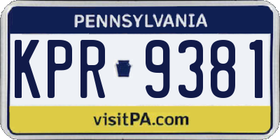 PA license plate KPR9381