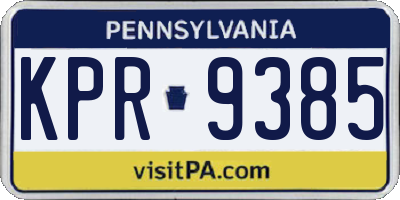 PA license plate KPR9385