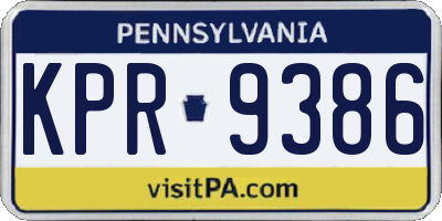 PA license plate KPR9386