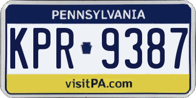 PA license plate KPR9387