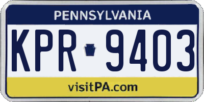 PA license plate KPR9403