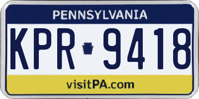 PA license plate KPR9418