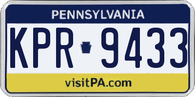 PA license plate KPR9433