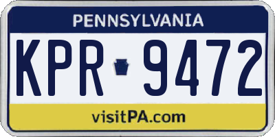 PA license plate KPR9472