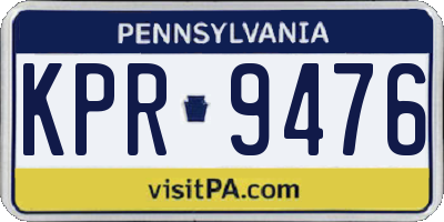 PA license plate KPR9476