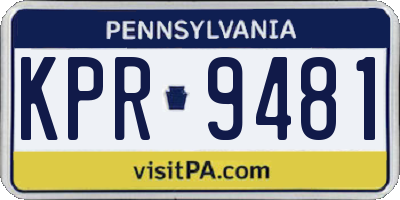 PA license plate KPR9481