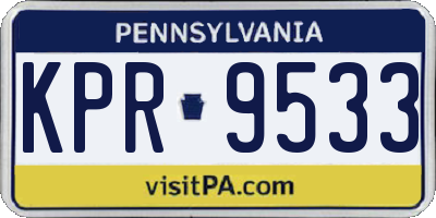 PA license plate KPR9533