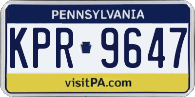 PA license plate KPR9647