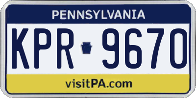 PA license plate KPR9670