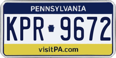 PA license plate KPR9672