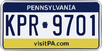 PA license plate KPR9701