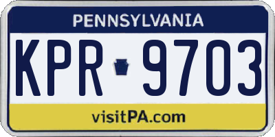 PA license plate KPR9703