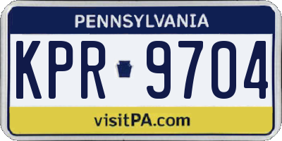 PA license plate KPR9704