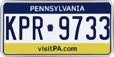 PA license plate KPR9733
