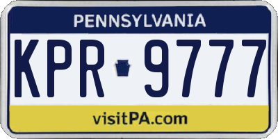 PA license plate KPR9777
