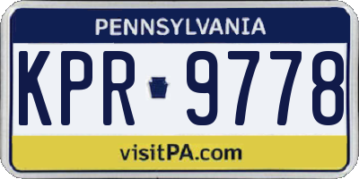 PA license plate KPR9778