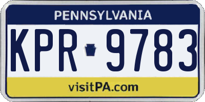 PA license plate KPR9783